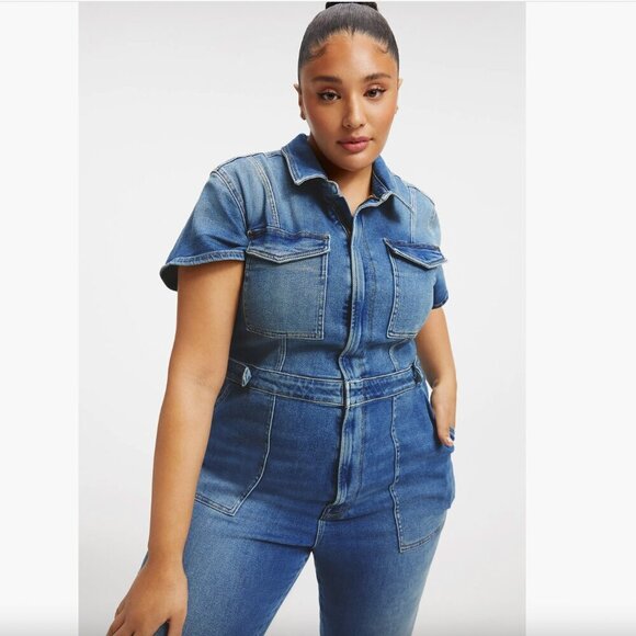 Good American Fit For Success Denim Jumpsuit Plus Size - Picture 2 of 16